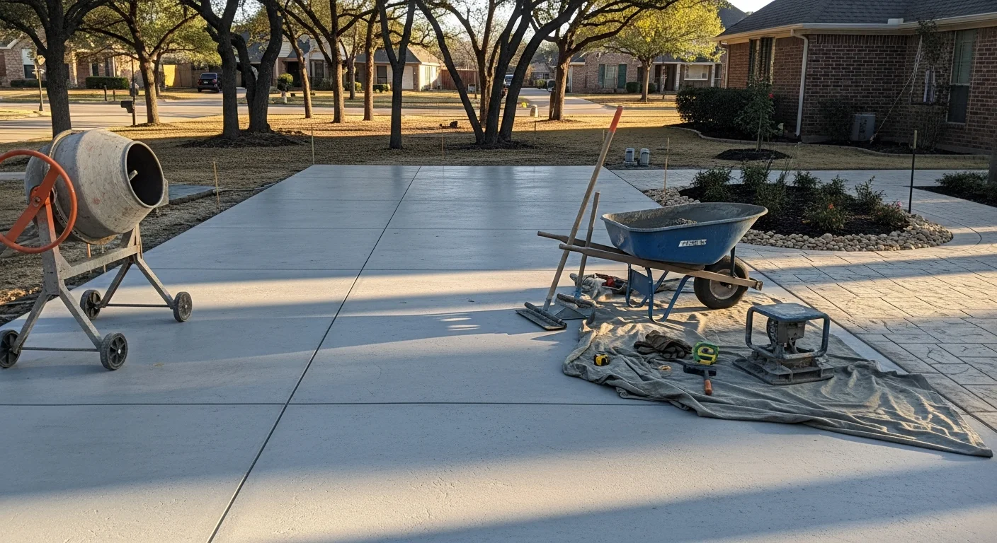 Finished concrete driveway in Richardson, Texas